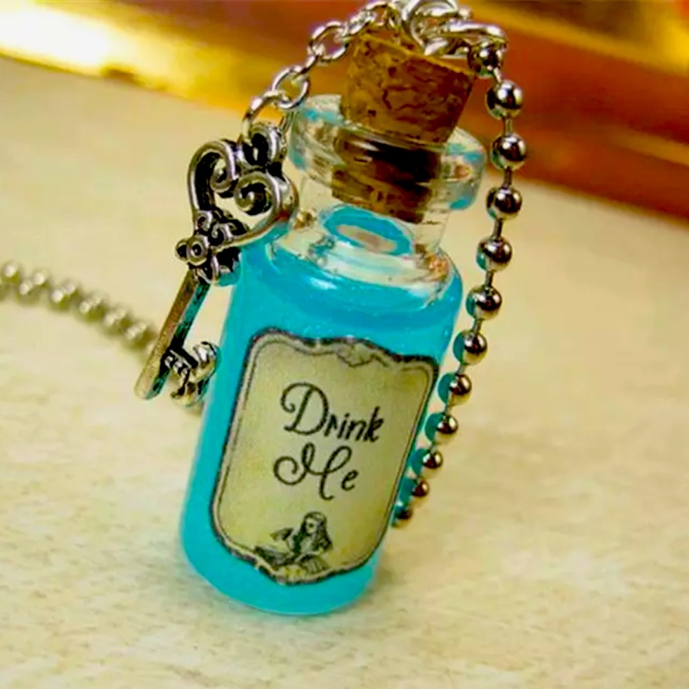 Alice in Wonderland “Drink Me” Glass Potion Vial Necklace